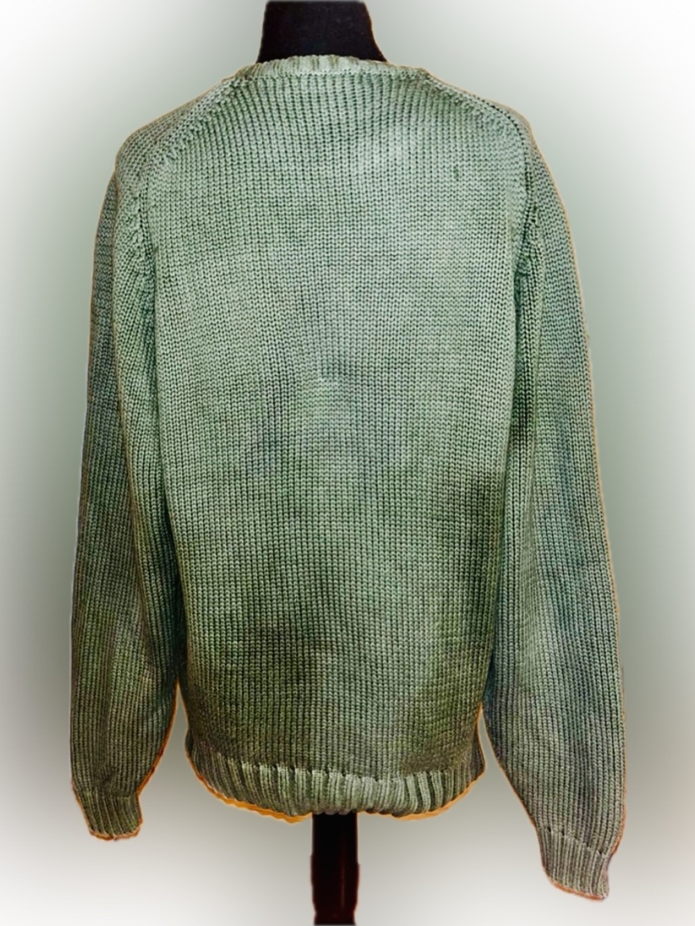 Vintage Britches Heavy Cotton Knit Sweater Mens L Sage Green Textured Pullover